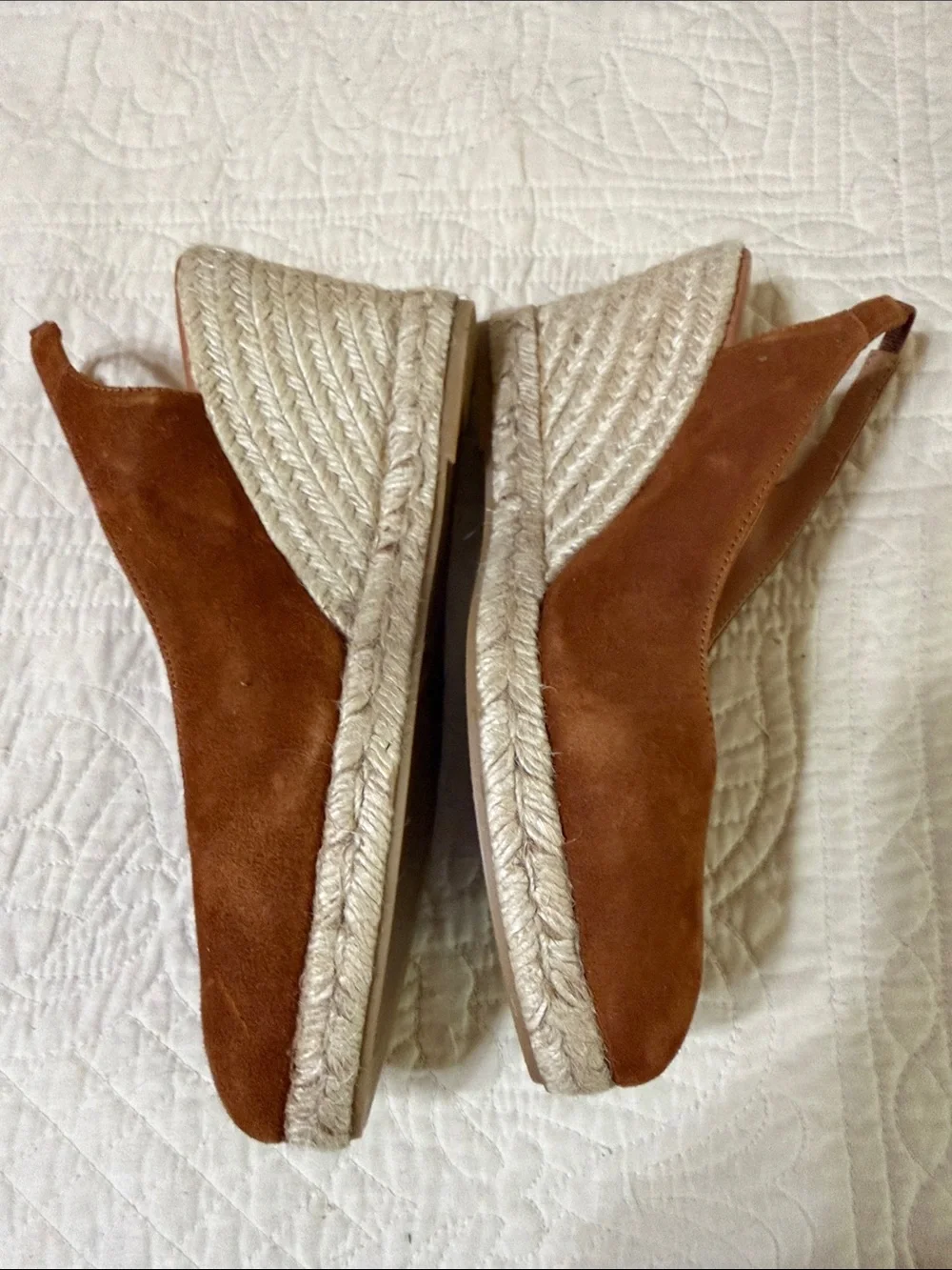 Andre Assous Brown Suede Pointed Slingback Wedge Espadrilles. SZ 39 (9)